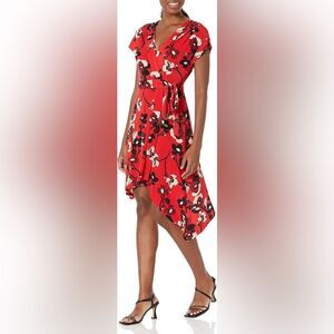 Bcbgmaxazria floral wrap midi dress